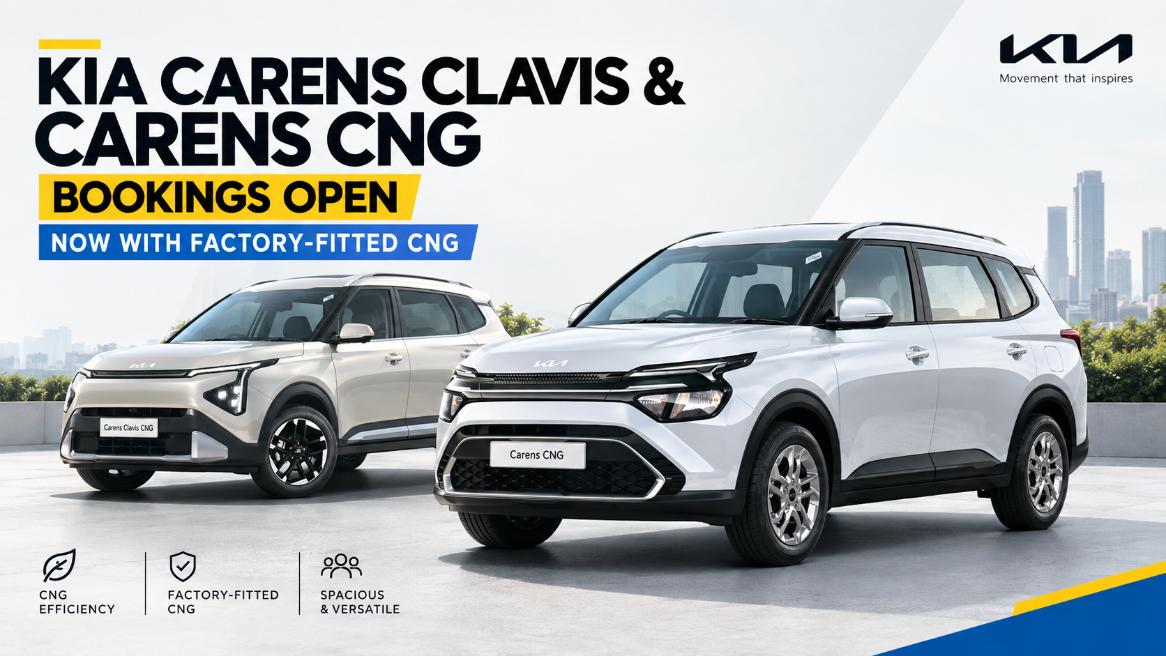 KIA Carens Clavis & Carens CNG Bookings Open; Now With Factory-Fitted CNG KIA Carens Clavis & Carens CNG Bookings Open; Now With Factory-Fitted CNG